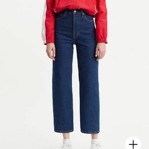 Levi ribcage straight leg dark wash jeans